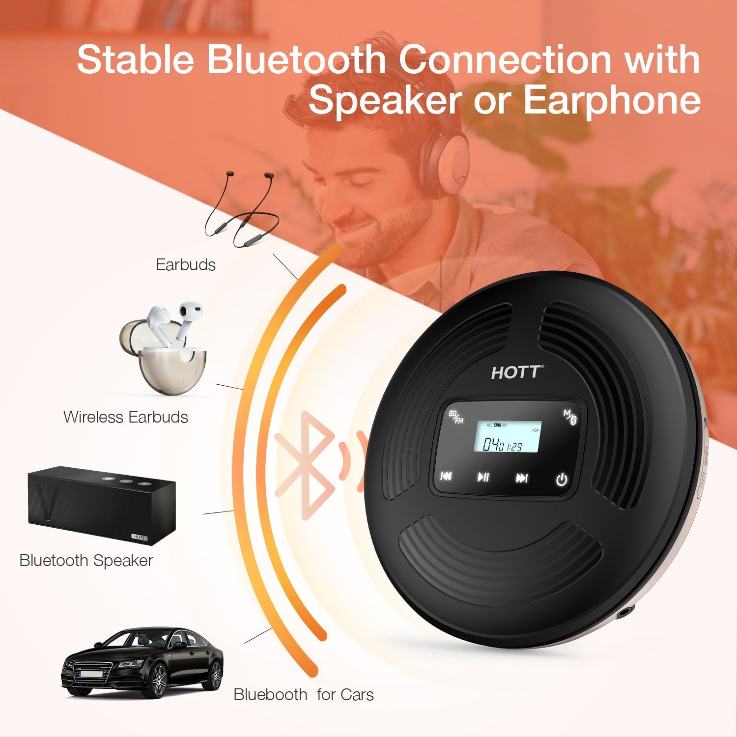 Portable CD Player CD903TF Black - hottaudio