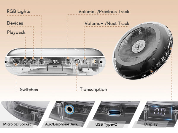 HOTT C901 CD Player Portable
