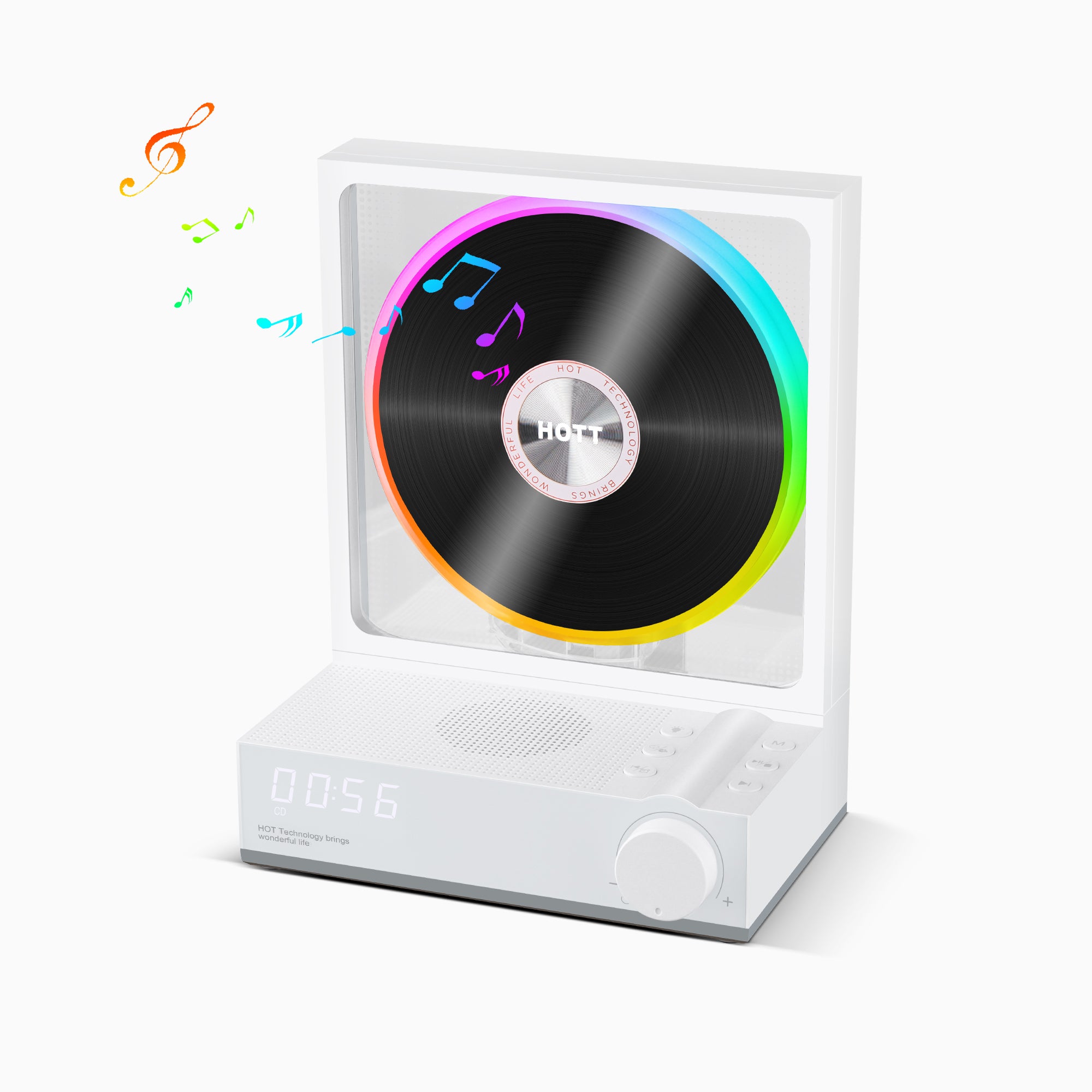 【限定品】 デスクトップCDプレーヤー RGBカラ―ライト付 Bluetooth リモコン ポータブルプレーヤー