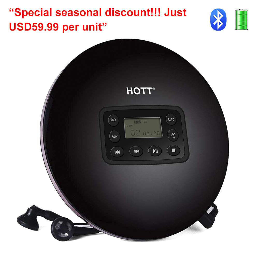 HOTT Rechargeable CD Player with Bluetooth CD711T