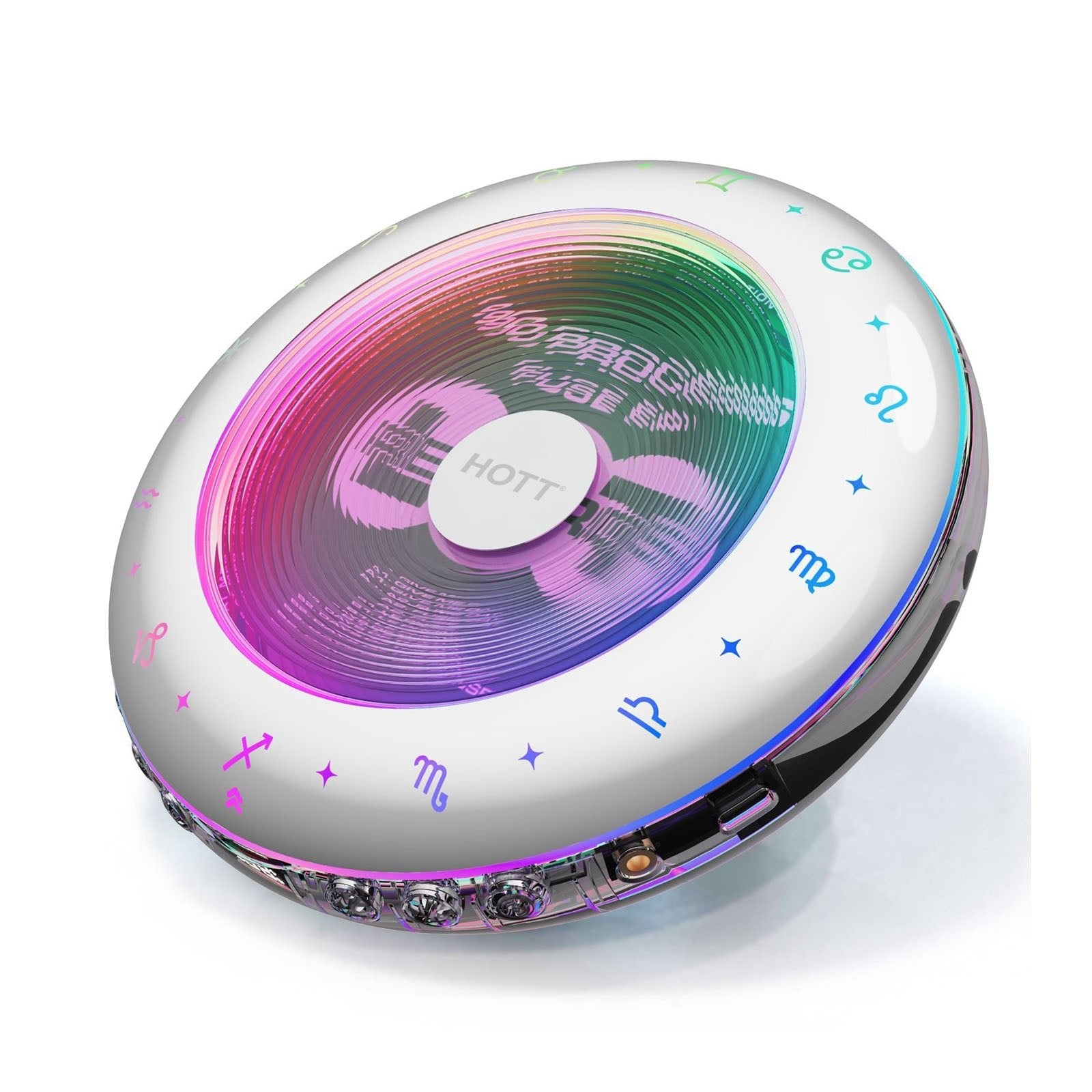 HOTT C901 Portable CD Player with colorful RGB ambient lighting, ideal for Kpop albums.