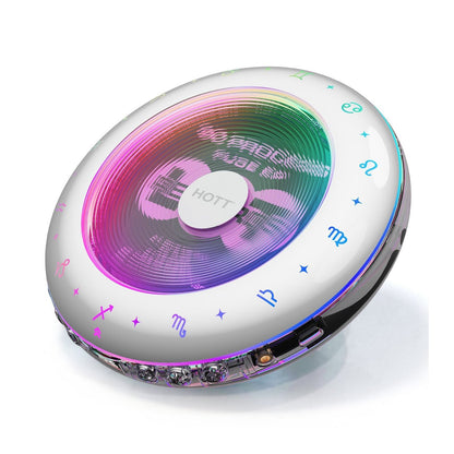 HOTT C901 Portable CD Player with colorful RGB ambient lighting, ideal for Kpop albums.