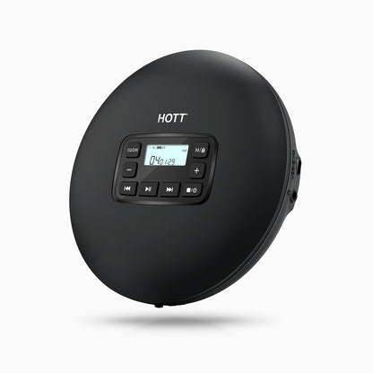 HOTT CD204 Anti-Skip Portable CD Player - Black - hottaudio