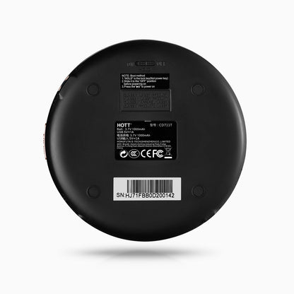 HOTT CD711T Bluetooth Rechargeable Portable CD Player - Black - hottaudio