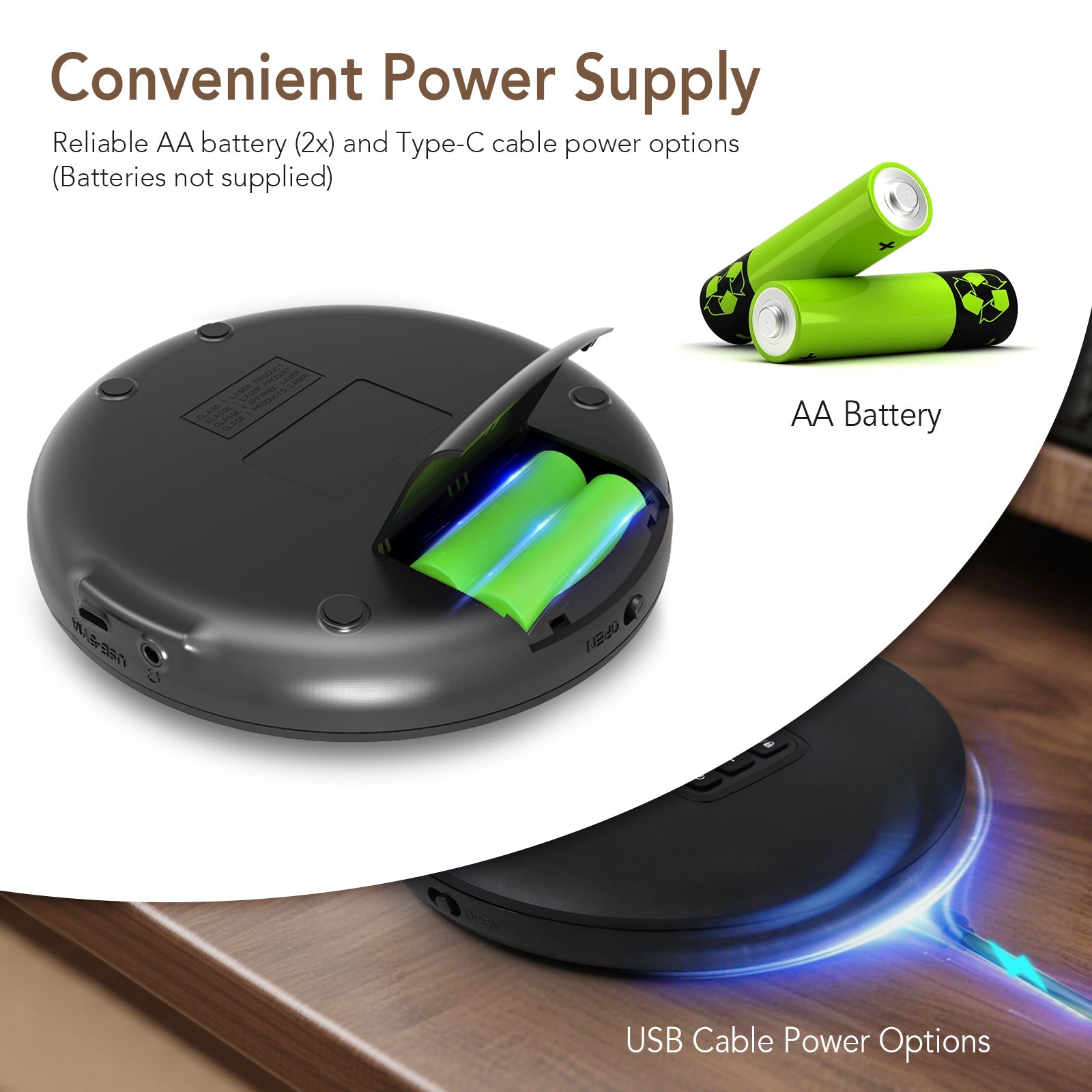 Portable CD Player CD204 Black - hottaudio