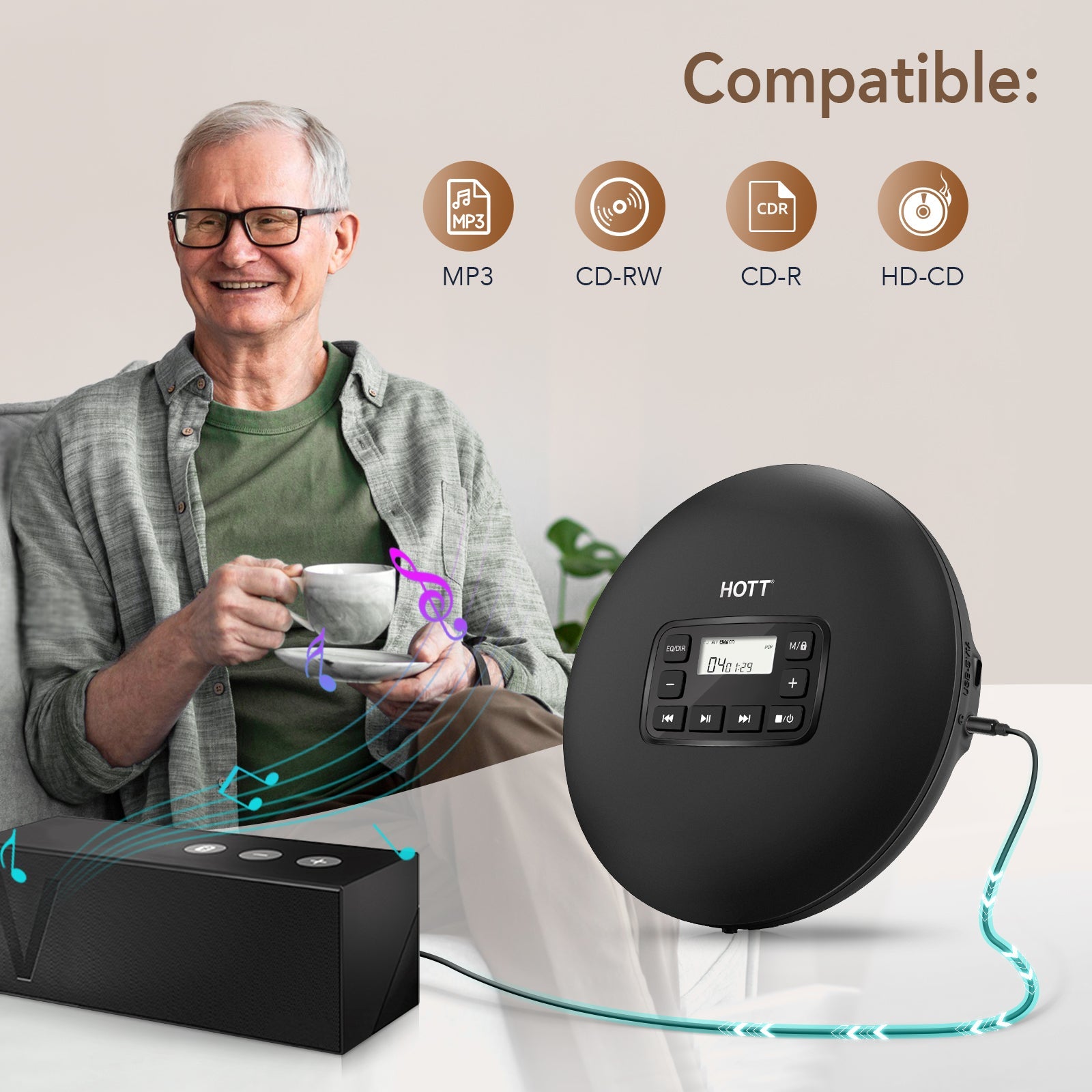 Portable CD Player CD204 Black - hottaudio