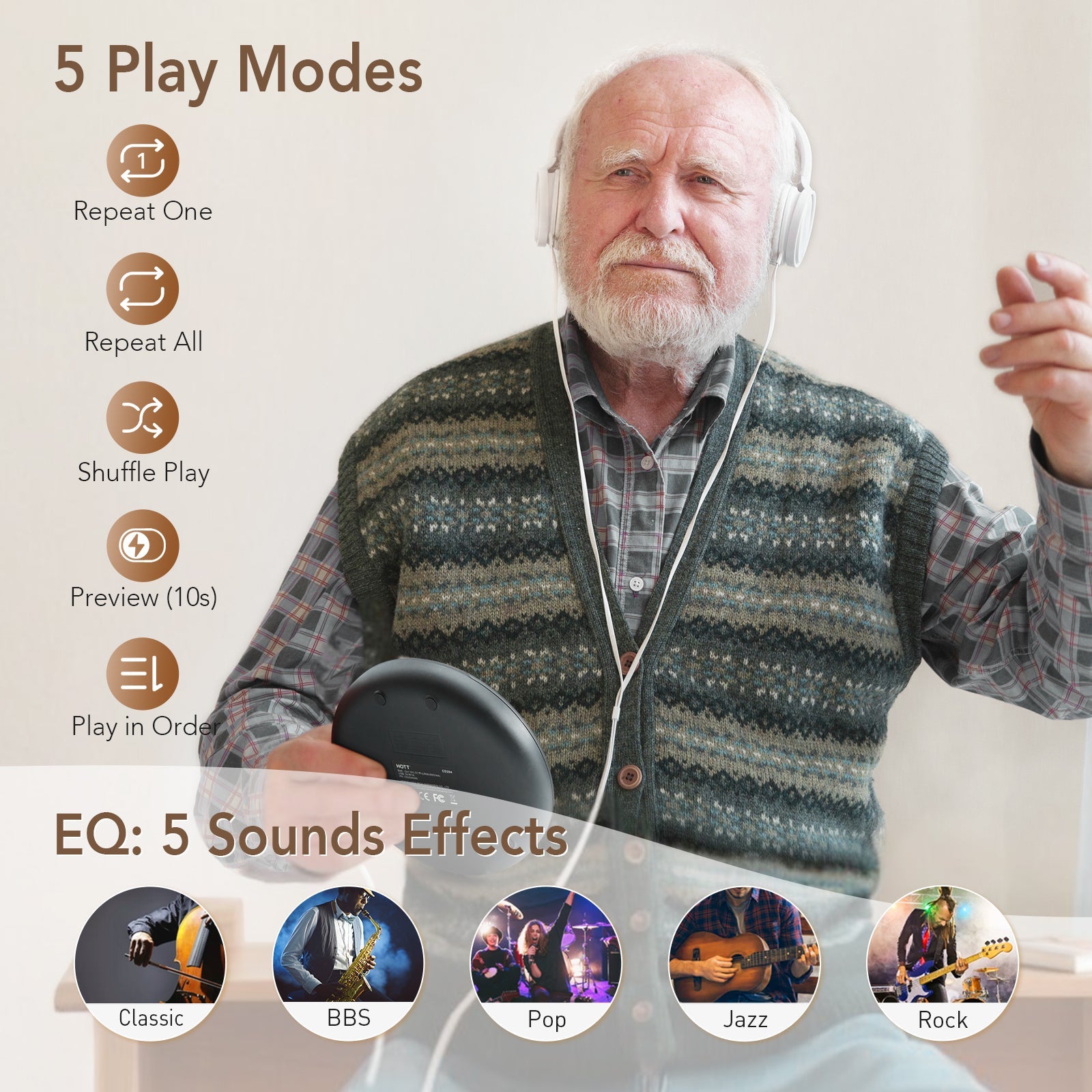 Portable CD Player CD204 Black - hottaudio