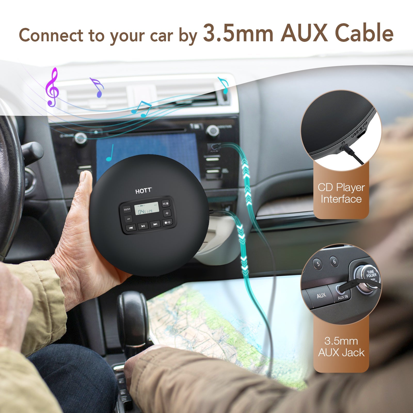 Portable CD Player CD204 Black - hottaudio