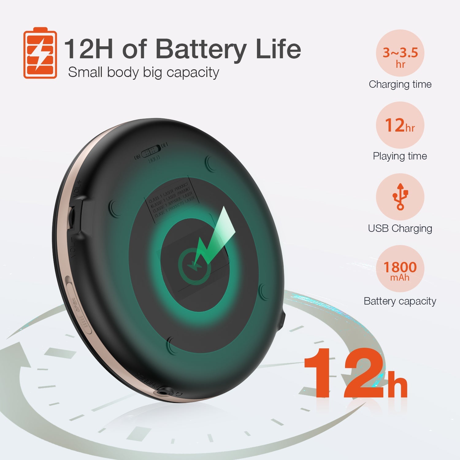 Portable CD Player CD903TF Black - hottaudio