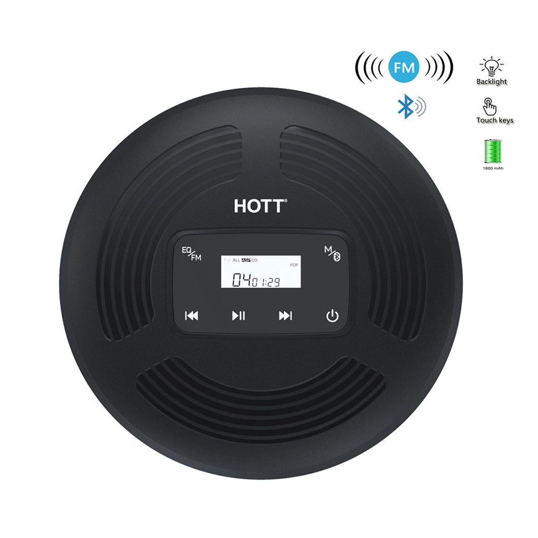 Hott Portable CD player with FM Transmitter & Bluetooth & Bachlight rechargeable CD Player for car for home & travel - CD903TF