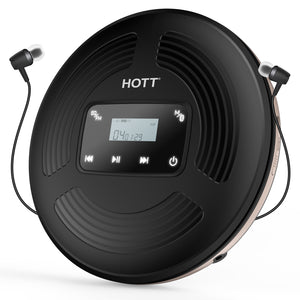 Hott Portable CD player with FM Transmitter & Bluetooth & Backlight rechargeable CD Player for car for home & travel - CD903TF